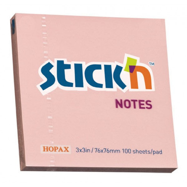 Блок самоклеящийся бумажный Stick`n 21148 76x76мм 100лист. 70г/м2 пастель розовый - фото 1 - id-p166896112