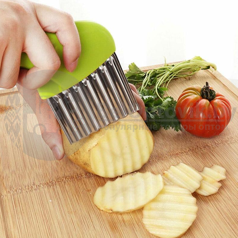 Фигурный кухонный нож Wave Knife для волнистой нарезки сыра, фруктов, овощей Зеленый - фото 9 - id-p166897798