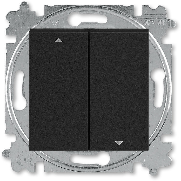 Выключатель жалюзи двухклавишный ABB Levit с фиксацией клавиш антрацит / дымчатый чёрный - фото 1 - id-p166917206