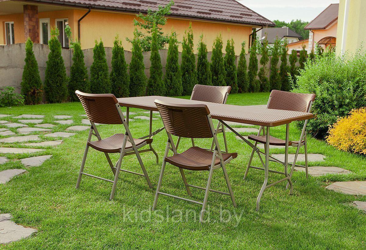 Набор складной садовой мебели CALVIANO (стол и 4 стула, ротанг) - фото 2 - id-p166916886