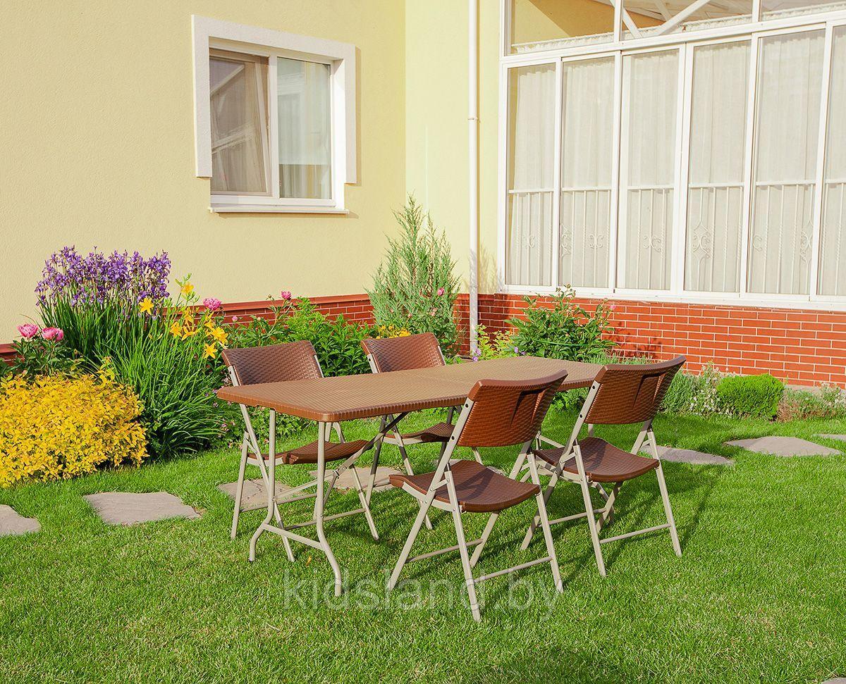 Набор складной садовой мебели CALVIANO (стол и 4 стула, ротанг) - фото 6 - id-p166916886