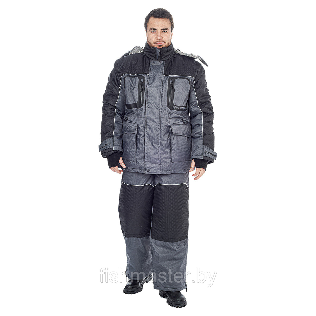 Костюм зимний HUNTSMAN Полюс LUX -40°C Хаки ткань Cell Серый/Черный, 44-46/170-176