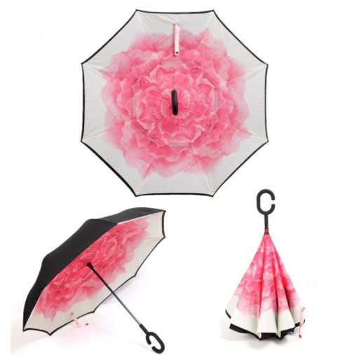 Зонт-наоборот Антизонт Зонт-наоборот нежно розовый цветок - фото 1 - id-p166920444