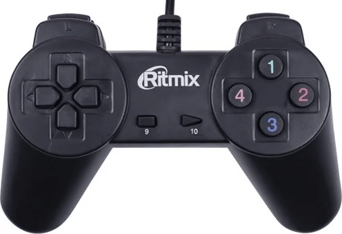 Геймпад Ritmix GP-001, черный, проводной, 14 кн, USB
