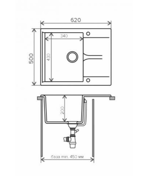 Кухонная мойка POLYGRAN GALS-620 - фото 8 - id-p166927270