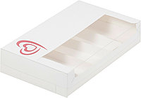 Коробка для эклеров и эскимо с окном, Белая с сердечком, 250х150х h50 мм
