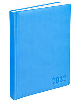 Ежедневник А5, 168л. датированный 2022 год. ГЛОСС голубой, переплет кожзам