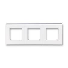 Рамка ABB Levit 3 поста белый / дымчатый чёрный