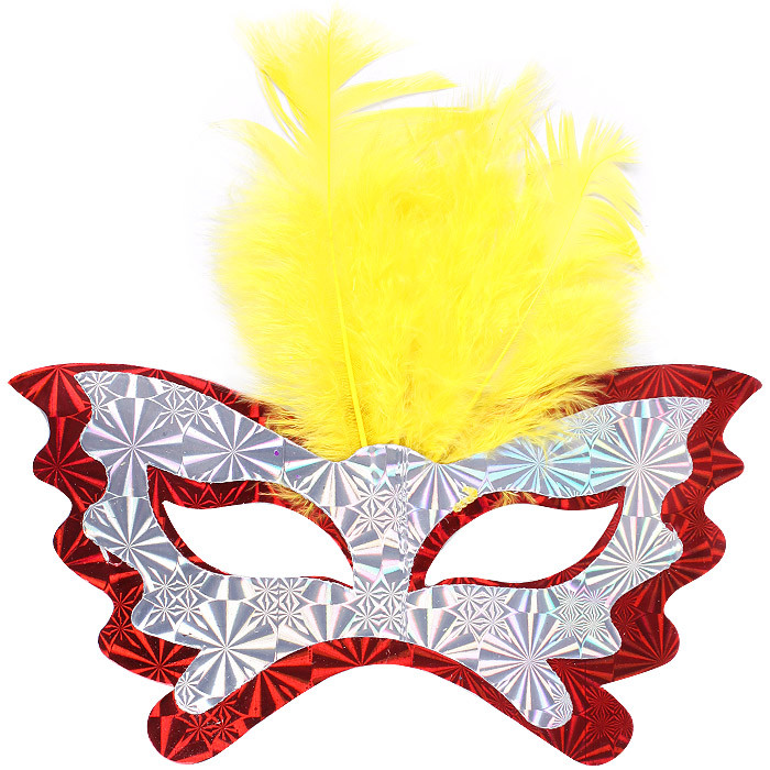 Набор масок карнавальных(с перьями) 6шт - фото 1 - id-p166931341