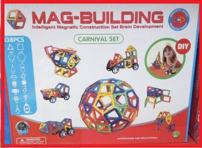 Детский магнитный объемный конструктор Mag-Building 138 деталей маг билдинг для детей - фото 1 - id-p166941756