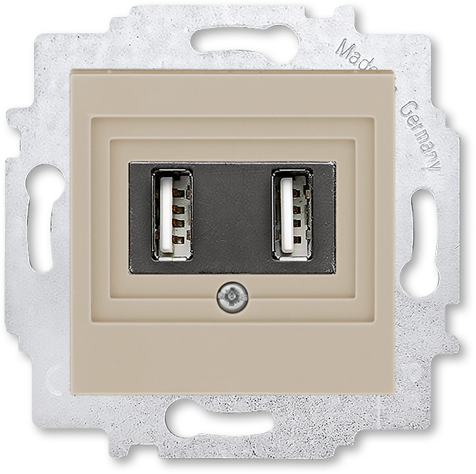 USB зарядка двойная ABB Levit макиато (1400 мA на 1 порт или по 700 мА на каждый из 2-х) - фото 1 - id-p166945041