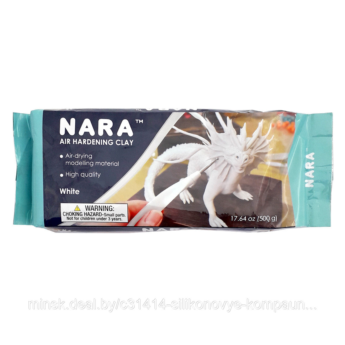 Самозастывающая глина для лепки Nara AIR HARDENING CLAY 500 белая