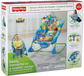 Детский шезлонг качалка Fisher-Price  Deluxe Infant to Toddler Comfort Rocker  0306
