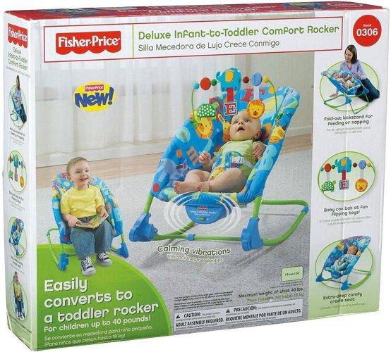 Детский шезлонг качалка Fisher-Price Deluxe Infant to Toddler Comfort Rocker 0306 - фото 1 - id-p70279256