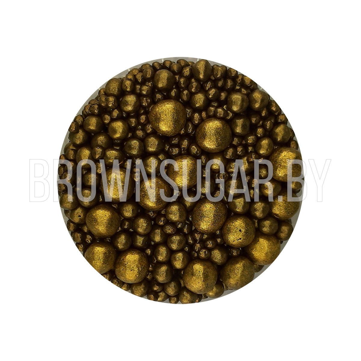 Декор шарики в шоколадной глазури микс (2-4,5-7,9-11 мм) тёмный шоколад Золото (Россия, 50 гр) - фото 1 - id-p166795645
