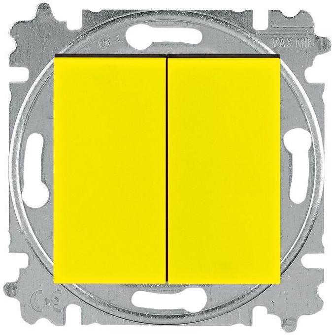 Выключатель кнопочный двухклавишный ABB Levit жёлтый / дымчатый чёрный - фото 1 - id-p166988741