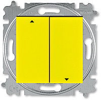 Выключатель жалюзи двухклавишный ABB Levit с фиксацией клавиш жёлтый / дымчатый чёрный