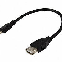 Шнур mini USB (male) - USB-A (female), 0.2метра, черный REXANT.