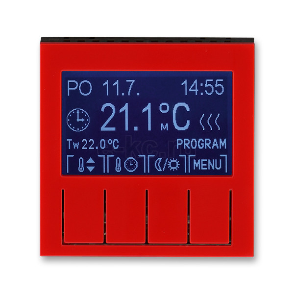 Терморегулятор ABB Levit программируемый красный / дымчатый чёрный (без датчика 3292U-A90100 и реле 3292U-A00) - фото 1 - id-p167003326