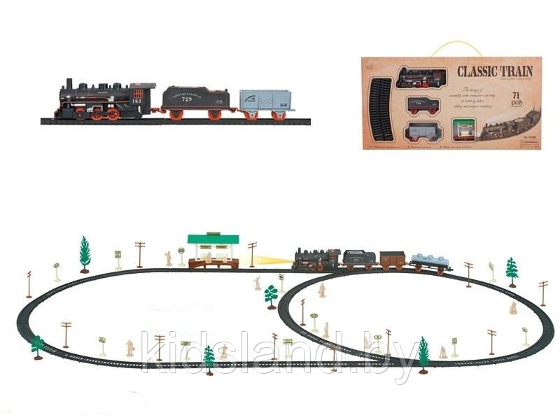 Детская железная дорога «Classic train»,71 предмет,свет,звук арт. D1214B-5 - фото 1 - id-p167008665