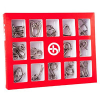 Набор металлических головоломок Butebuy 15 красный / замковые головоломки, фото 1