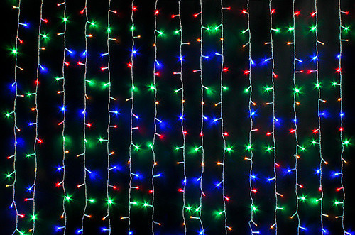 Новогодняя светодиодная шторка-гирлянда 1,5*1,5 м цветная - фото 3 - id-p167016879