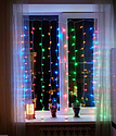 Новогодняя светодиодная шторка-гирлянда 1,5*1,5 м цветная, фото 4