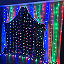 Новогодняя светодиодная шторка-гирлянда 1,5*1,5 м цветная, фото 2