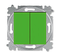 Выключатель двухклавишный ABB Levit зелёный / дымчатый чёрный