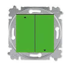Выключатель жалюзи двухклавишный ABB Levit без фиксации клавиш зелёный / дымчатый чёрный - фото 1 - id-p167018363