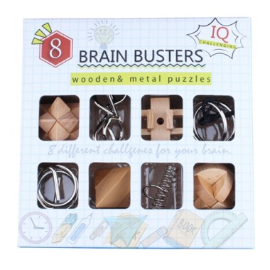 Набор головоломок Brain Busters 4+4 / металлические / деревянные / комбинированные / Brain Busters