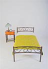 Кровать односпальная Валерия с изножьем (90х200/металлическое основание) Коричневый бархат, фото 2