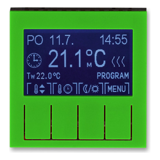 Терморегулятор ABB Levit программируемый зелёный / дымчатый чёрный (без датчика 3292U-A90100 и реле 3292U-A00) - фото 1 - id-p167020972