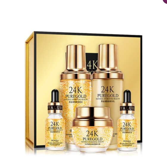 Подарочный набор уходовой косметики Bioaqua 24K Pure Gold Set с частицами золота и гиалуроновой кис - фото 4 - id-p167026046