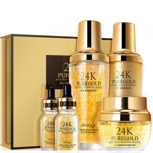 Подарочный набор уходовой косметики Bioaqua 24K Pure Gold Set с частицами золота и гиалуроновой кис - фото 3 - id-p167026046