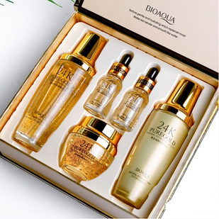 !!!УЦЕНКА Подарочный набор уходовой косметики Bioaqua 24K Pure Gold Set с частицами золота и гиалуроновой кис