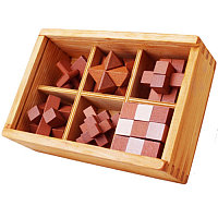 Набор деревянных головоломок под стеклом / Деревянные головоломки / Замковые головоломки