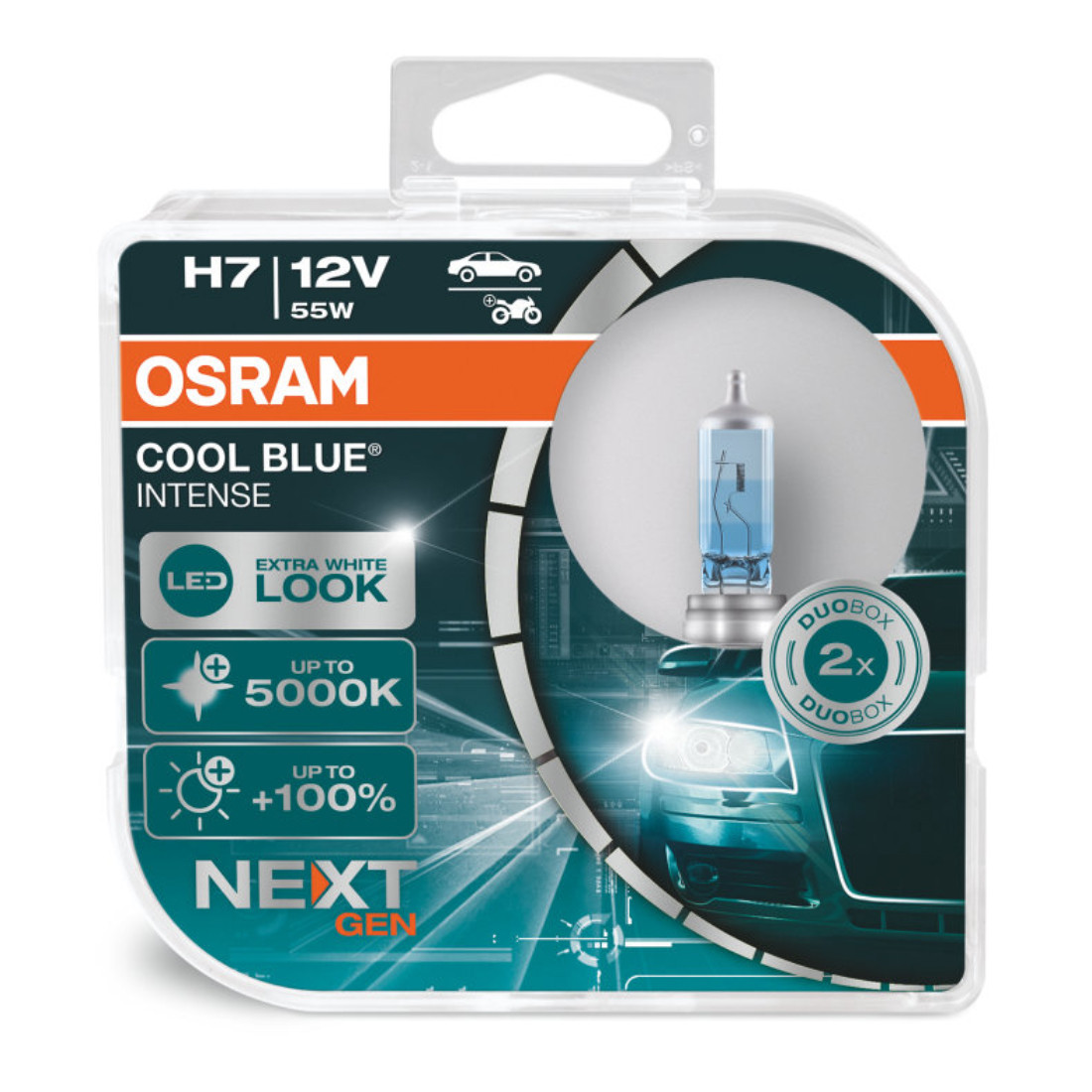 Автомобильная лампа H7 Osram Cool Blue Intense Next Gen +100%(к-т 2шт) - фото 1 - id-p167074199