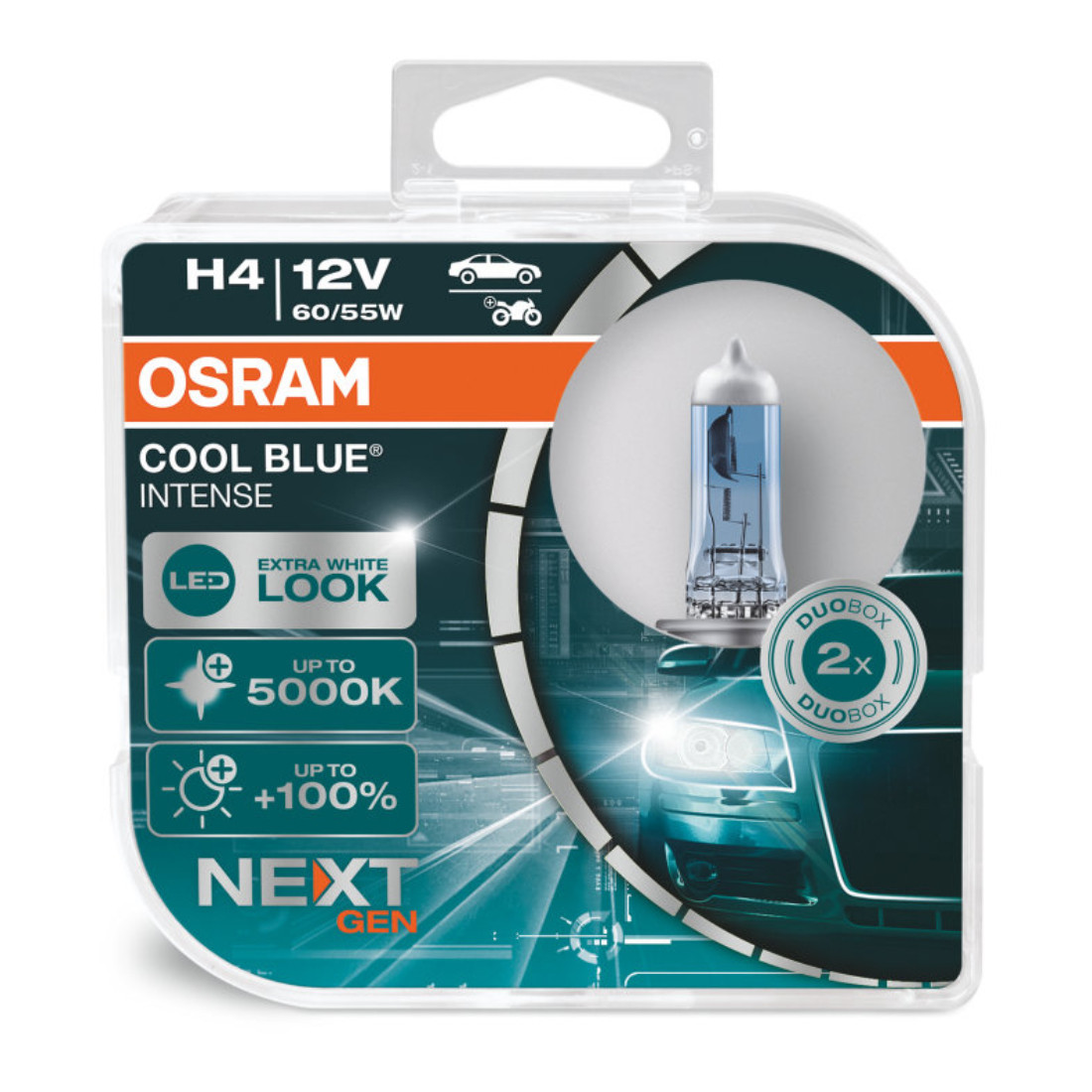 Автомобильная лампа H4 OsramCool Blue Intense Next Gen +100%( комплект 2шт) - фото 1 - id-p167074699