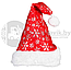 Новогодний колпак Деда Мороза с опушкой / белые снежинки, красный плюш, фото 9