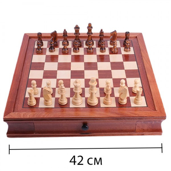 Шахматы-ларец магнитные из красного дерева 42 см - фото 1 - id-p167084620