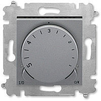 Терморегулятор ABB Levit с поворотной ручкой 16А сталь / дымчатый чёрный 16A (без датчика 3292U-A90100)