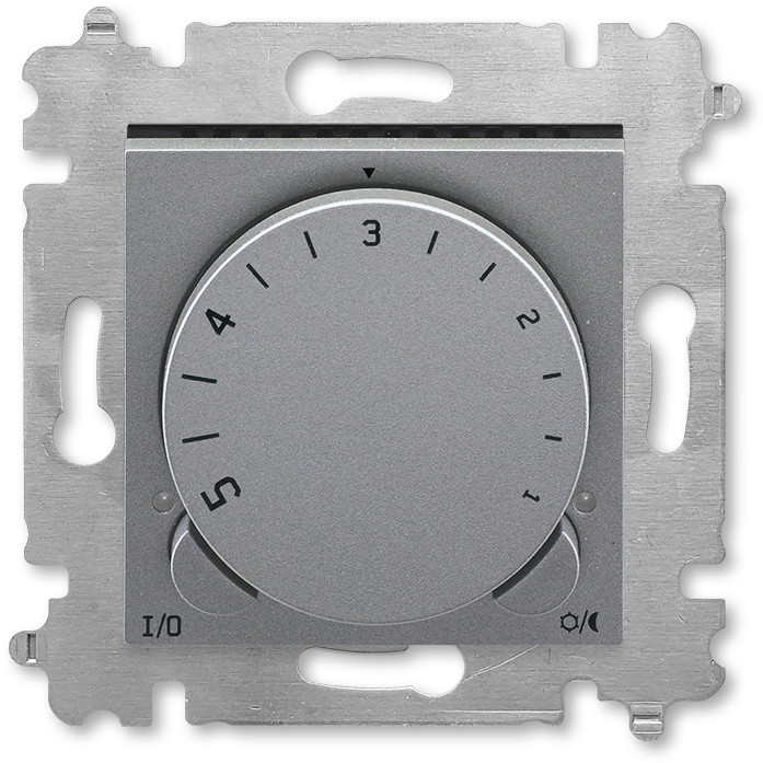 Терморегулятор ABB Levit с поворотной ручкой 16А сталь / дымчатый чёрный 16A (без датчика 3292U-A90100)