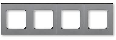 Рамка ABB Levit 4 поста сталь / дымчатый чёрный