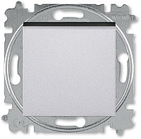 Выключатель кнопочный одноклавишный ABB Levit серебро / дымчатый чёрный