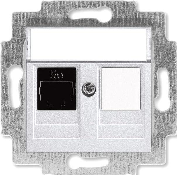 Розетка информационная ABB Levit RJ45 категория 5e и заглушка серебро - фото 1 - id-p167093724