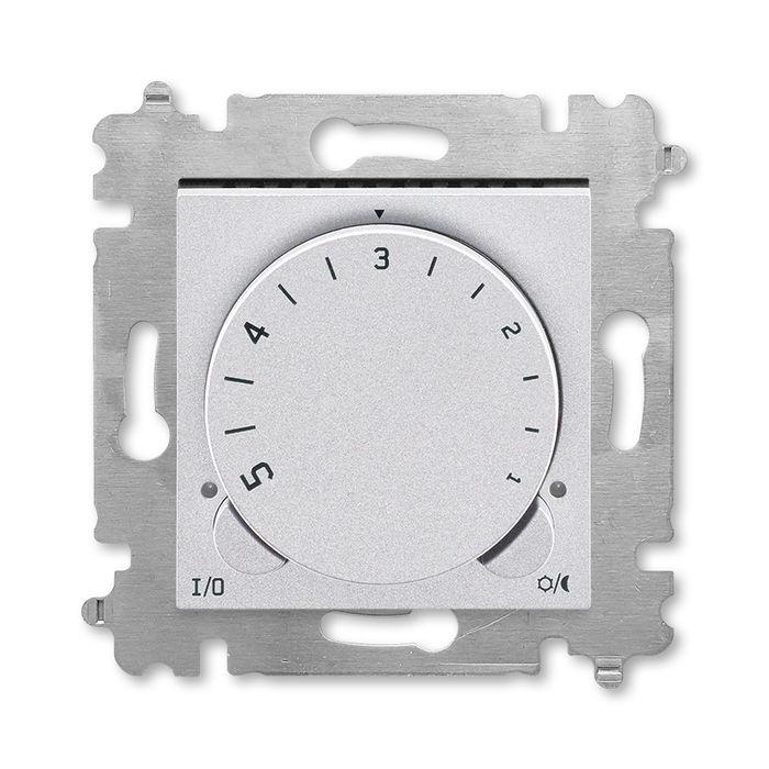 Терморегулятор ABB Levit с поворотной ручкой 16А серебро / дымчатый чёрный 16A (без датчика 3292U-A90100)