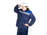 Куртка утепленная (синяя+василек) с капюшоном "БРИГАДИР" р.56-58 рост 170-176