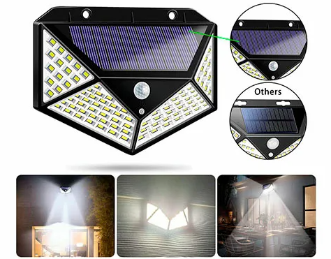 Фонарь с датчиком движения на солнечной батарее 100 LED Solar Interaction Wall Lamp - фото 1 - id-p167116244