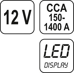 Тестер аккумуляторов цифровой 12V, CCA150-1400A LED "Yato" YT-8311, фото 2